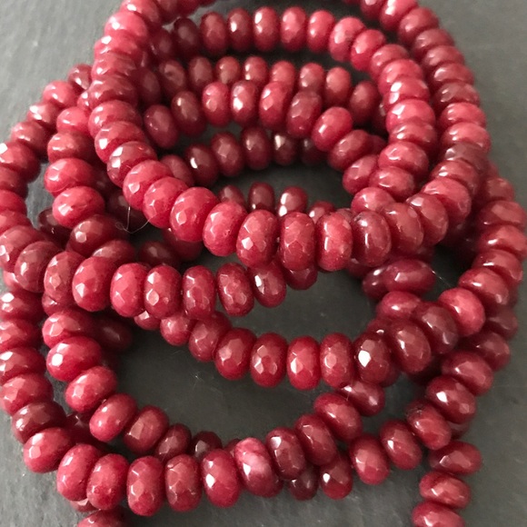 Hand faceted natural RUBY or GARNET bracelet - Picture 3 of 5